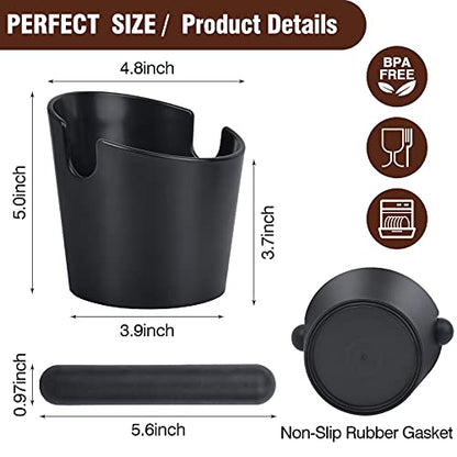 Espresso Knock Box,4.8 Inch Coffee Ground Knock Box,Shock-Absorbent Durable Barista Style Knock Container with Removable Knock Bar and Non-Slip Base