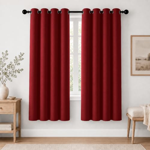 2-Panels Christmas Red Room Darkening Curtains - 52W x 72L, Pack of 2