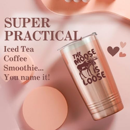 Onebttl The Moose Is Loose 20 oz Insulated Tumbler Gift for Moose Lovers - Includes Stainless Straw & Gift Box