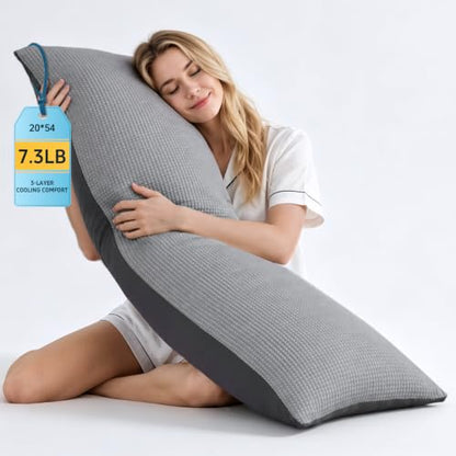 KISSKI Full Body Pillow for Side Sleepers - Memory Foam Long Pillow Gray Dark Gray