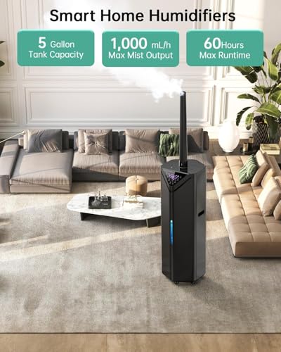 AERZY 5Gal Smart Humidifier for Large Rooms Black, App & Remote Control