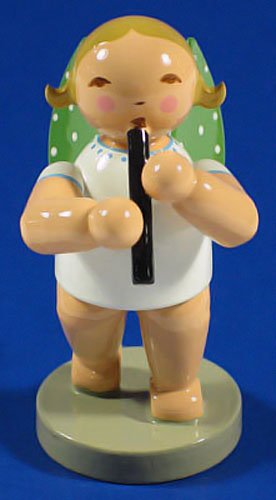German Hand-Painted Angel Figurine with Recorder - Wendt & Kühn Collectible