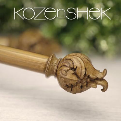 Faux Wood Curtain Rod 72-144 Inches Telescoping Heavy Duty with Finials