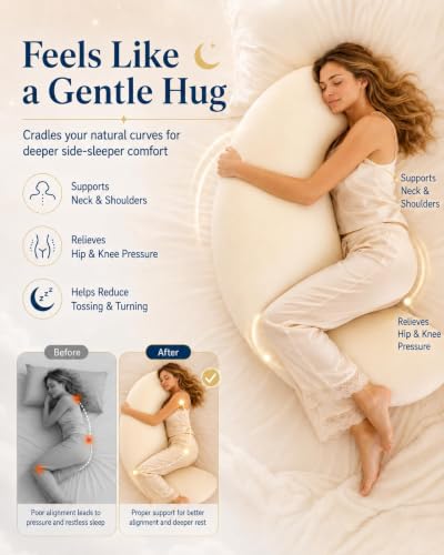 Moon Sleep Moon Spoon Body Pillow for Side Sleepers - Light Yellow