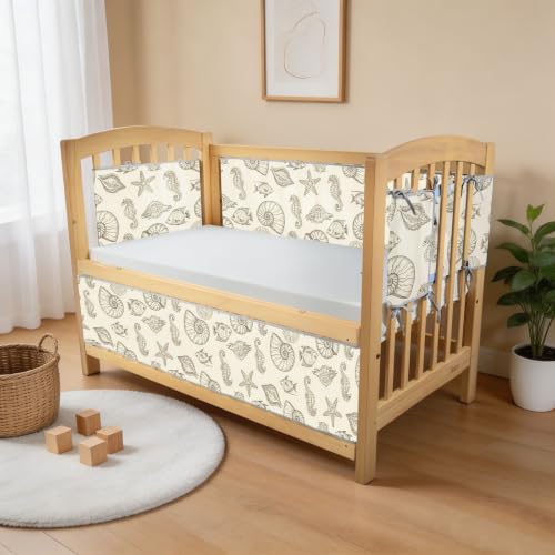 Ocean Seahorses Mesh Crib Liner for Full-Size Crib - Breathable Nursery Decor