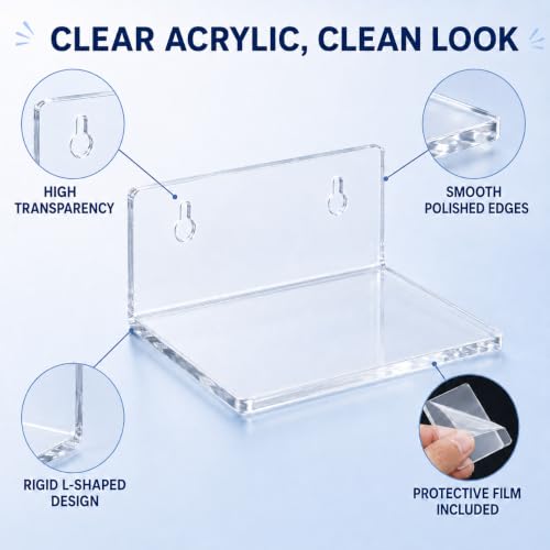 10 Pack Small Clear Acrylic Floating Wall Shelves for Display