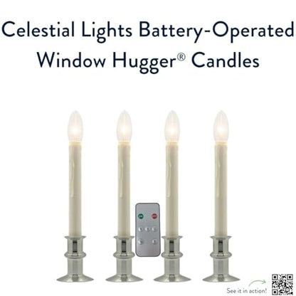 Celestial Lights Battery Operated Window Candle Set - Brushed Nickel, Timer & Flicker/Steady