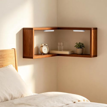 Corner Shelf Wall Mounted L-Shaped LED Lights Display Organizer - Concave Model