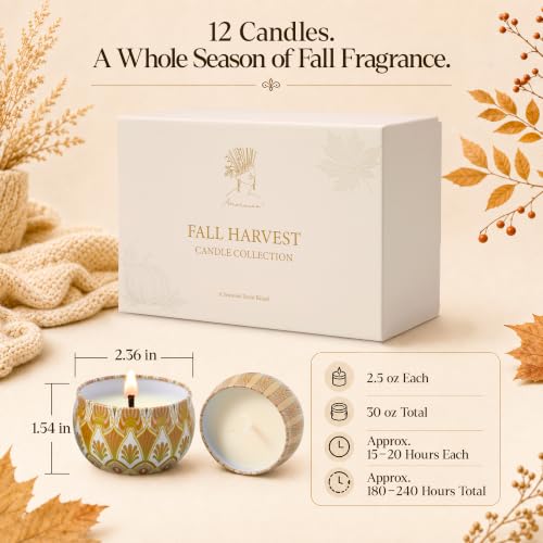 Fall Scented Candle Gift Set - 12 Soy Candles with Autumn Fragrances, 2.5 oz Each - Fall Candles Variation of THIS listing