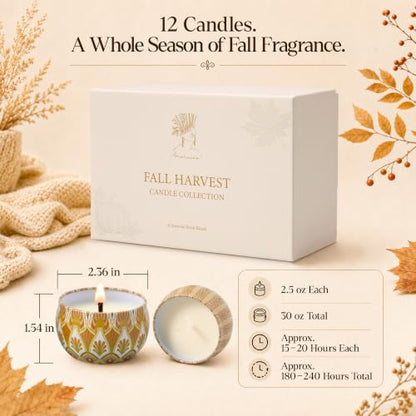 Fall Scented Candle Gift Set - 12 Soy Candles with Autumn Fragrances, 2.5 oz Each - Fall Candles Variation of THIS listing