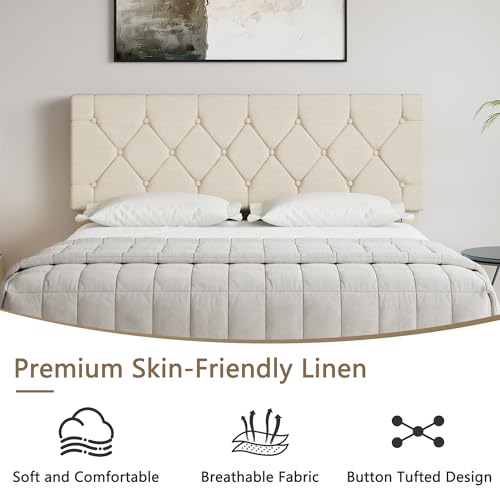 Upholstered Queen Bed Frame with Adjustable Headboard and Storage