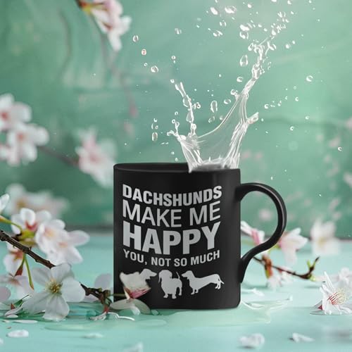 Dachshund Mug - DogsMakeMeHappy 11 Oz Ceramic Coffee Cup - Funny Gift
