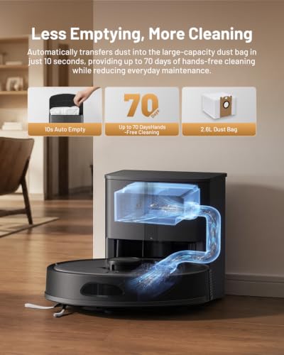 Robot Vacuum and Mop with Self-Empty Station 8000Pa Deep Black