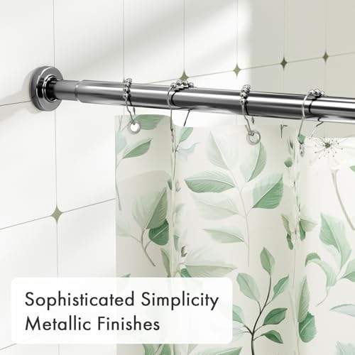 AmazerBath Spring Tension Shower Curtain Rod, 31-46.5 Inches Heavy Duty Shower Rod Rust Proof Bathroom Curtain Rod, Adjustable Shower Tension Rod No Drill Easy Segmented Installation, Black
