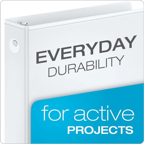 1 Inch Round Ring Binders - White, 12 Pack, Holds 225 Sheets, Customizable Cover, PVC-Free Office & School Organization