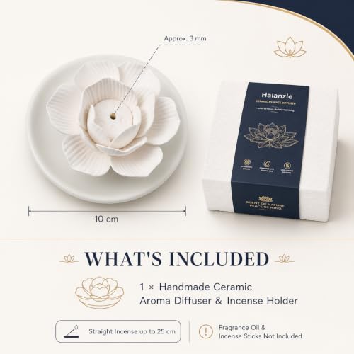 Lotus Ceramic Incense Holder for Sticks and Essential Oil Diffuser - Passive Home Decor