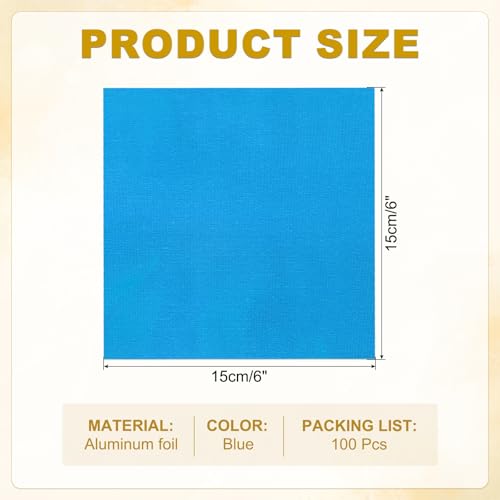 Blue 6x6 Inch Foil Candy Wrappers Fine Grid Pack of 100