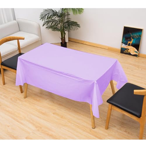 Light Purple Plastic Tablecloth 2 Pack 54 x 108 Inch Disposable Waterproof Cover