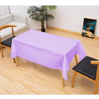 Light Purple Plastic Tablecloth 2 Pack 54 x 108 Inch Disposable Waterproof Cover