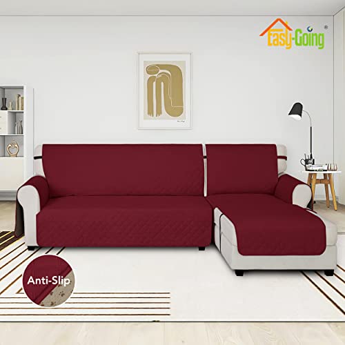 Waterproof L-Shape Sectional Couch Cover - X-Large Christmas Red, 2-Piece