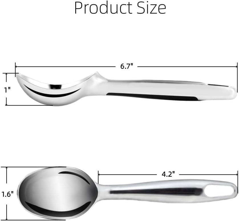 Zinc Alloy Ice Cream Scoop - Heavy-Duty One-Piece Design for Effortless Scooping & Comfort