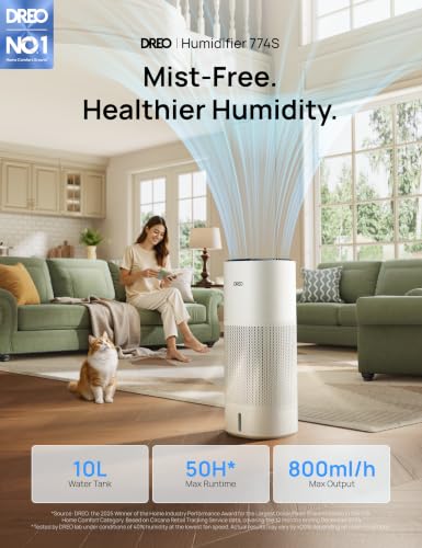 Large Room Evaporative Humidifier 10L Tank for Up to 1000 sq ft | Smart Control