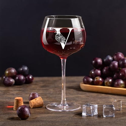 Personalized Monogrammed A-Z Wine Glass for Women - Custom Gift Vouchers, Birthday, Christmas, Her - Variation V