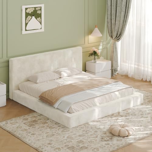 King Size Frameless Bed Surround with Headboard - Soft Cloud Padding, Off-White