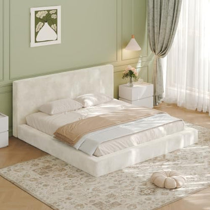 King Size Frameless Bed Surround with Headboard - Soft Cloud Padding, Off-White