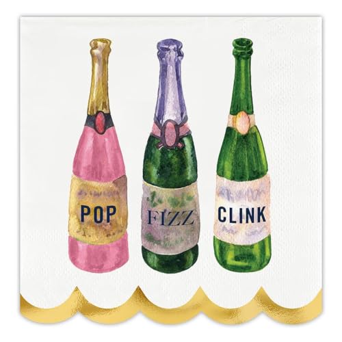 Pop Fizz Clink Cocktail Napkins 20-Count 3-Ply 5 x 5 Inches - Festive Party Supplies