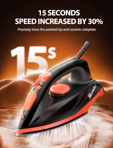 Sundu Steam Iron for Clothes with Non-Stick Ceramic Soleplate and Variable Steam