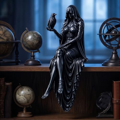 Gothic Resin Raven Shelf Sitter Statue Dark Macabre Witchy Desk & Bookshelf 16cm