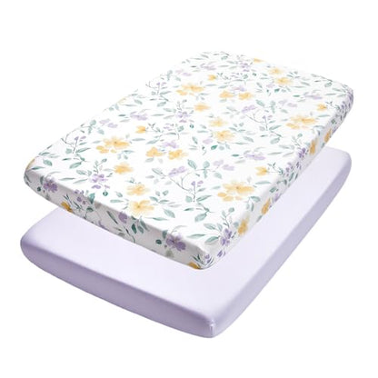 Mini Crib Sheets Fitted 2 Pack - Flower Whispers Baby Toddler Bedding