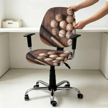 Stretchable Office Chair Cover Set 2 Pieces - Farmhouse Retro Sport Brown