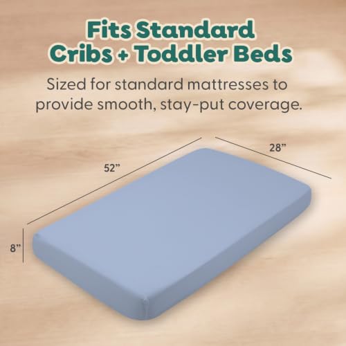 Organic Cotton Baby Crib Sheets 2-Pack - Blue Windowpane & Solid Blue