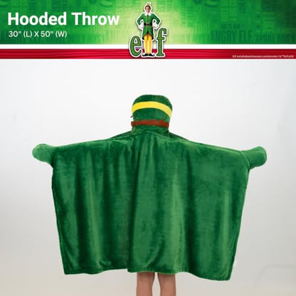 Elf Buddy Hooded Throw Blanket - Christmas Kids Bedding, 30x50 inches
