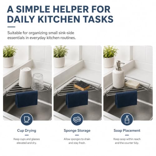 Stainless Steel Corner Sink Shelf - Triangular Kitchen Organizer 1Pcs