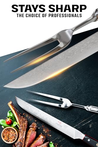 Dalstrong Black 9-Inch Carving Set with Slicing Knife & Meat Fork - ELITE