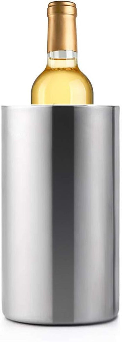 Jolitac Wine Chiller Bucket, Stainless Steel Double Wall Wine Cooler Bucket, Keeps Cold for Hours Wine Bottle Cooler Chiller Insulated Champagne Beer Ice Bucket (1 PC)