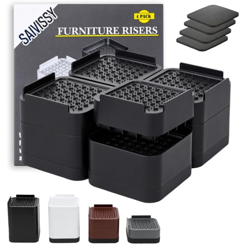 Heavy Duty Bed Risers with Adjustable Stackable Heights for Sofa and Furniture