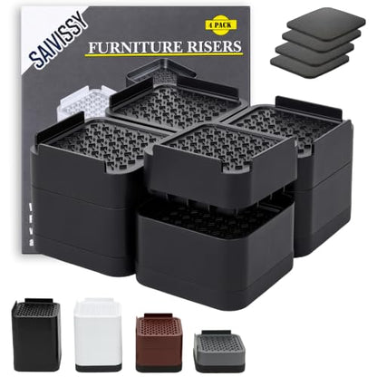 Heavy Duty Bed Risers with Adjustable Stackable Heights for Sofa and Furniture