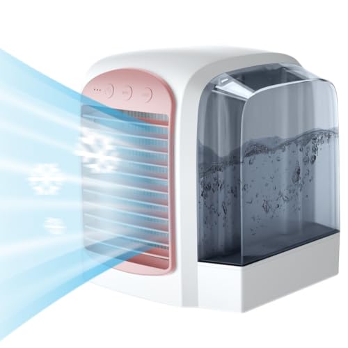 Pink Water-Cooled Personal Mini Air Cooler for Home Office - Portable, Humidifier & Purifier