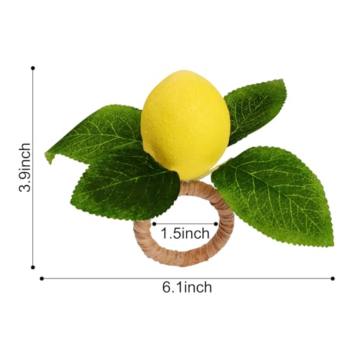 12-Pack Lemon Napkin Rings Set of 12 Faux Lemon Summer Farmhouse Table Decor