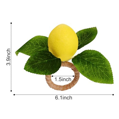 12-Pack Lemon Napkin Rings Set of 12 Faux Lemon Summer Farmhouse Table Decor
