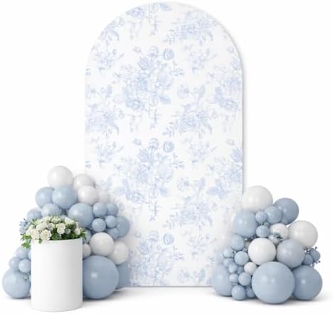 Something Blue Arch Backdrop Cover - Floral Design for Wedding & Bridal Shower | 2.6x6ft