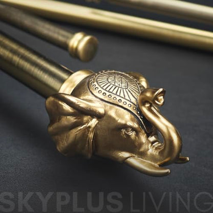 Warm Gold Double Curtain Rod - 36-72 Inch Adjustable Boho Finials