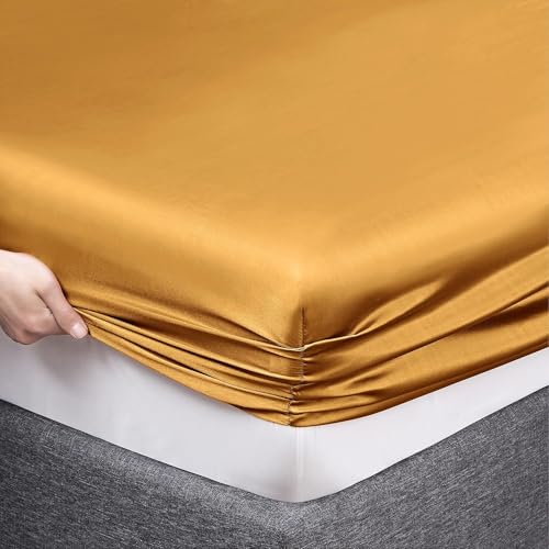 Mulberry Silk Queen Sheet Set - Gold 4-Piece Deep Pocket Bed Sheets
