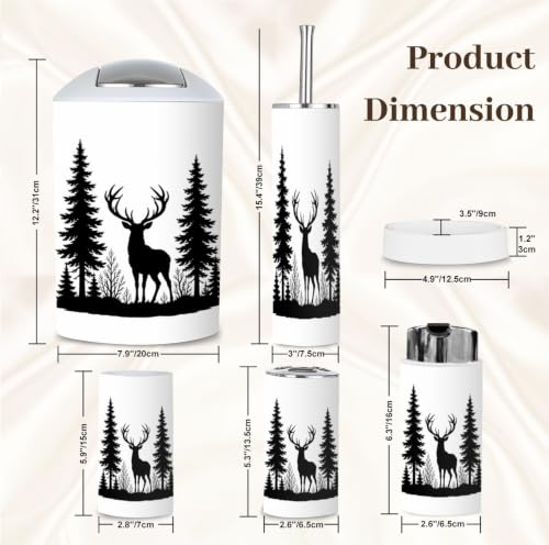 6-Piece Bathroom Accessory Set with Trash Can and Dispensers