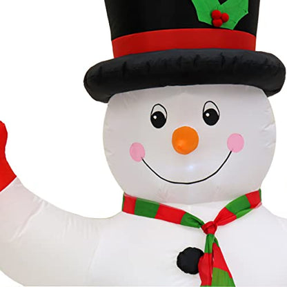 Inflatable Snowman Christmas Lawn Decor with LED Lights & Stakes - 96in