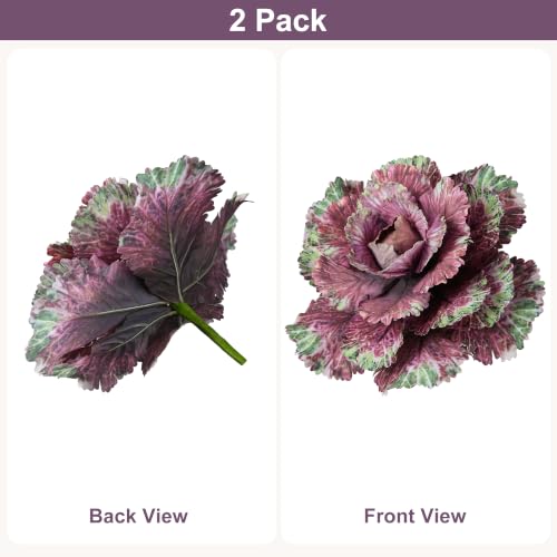Fuchsia Faux Cabbage Plants - 2PCS Artificial Vegetables for Decor